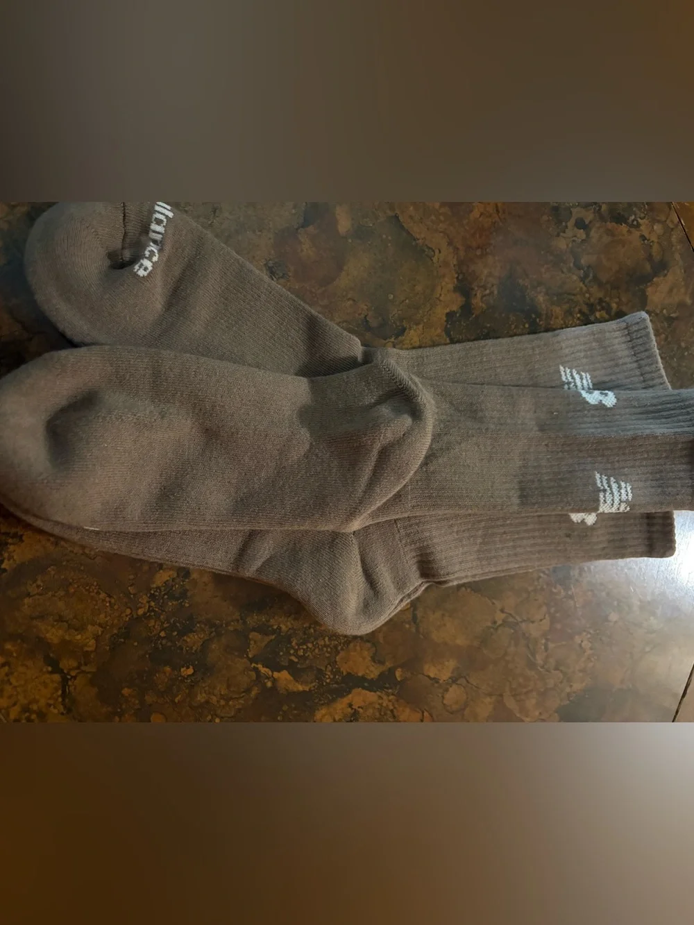 NWOT New Balance Brown Crew Athletic Socks with White Logo